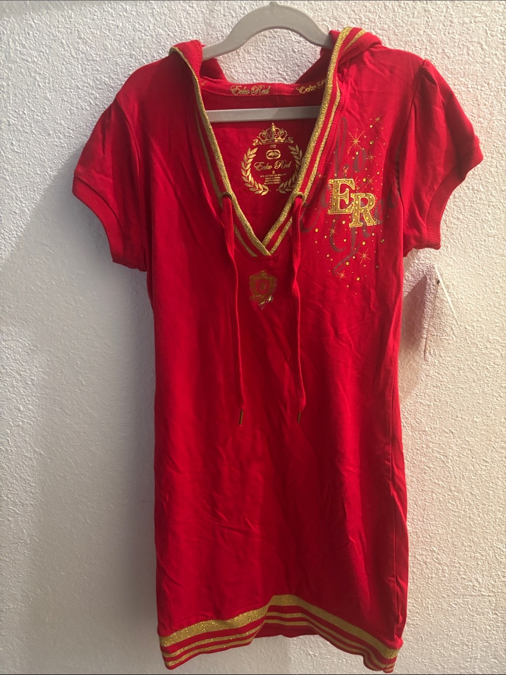 Ecko Unlimited Red Dress with Gold Trim